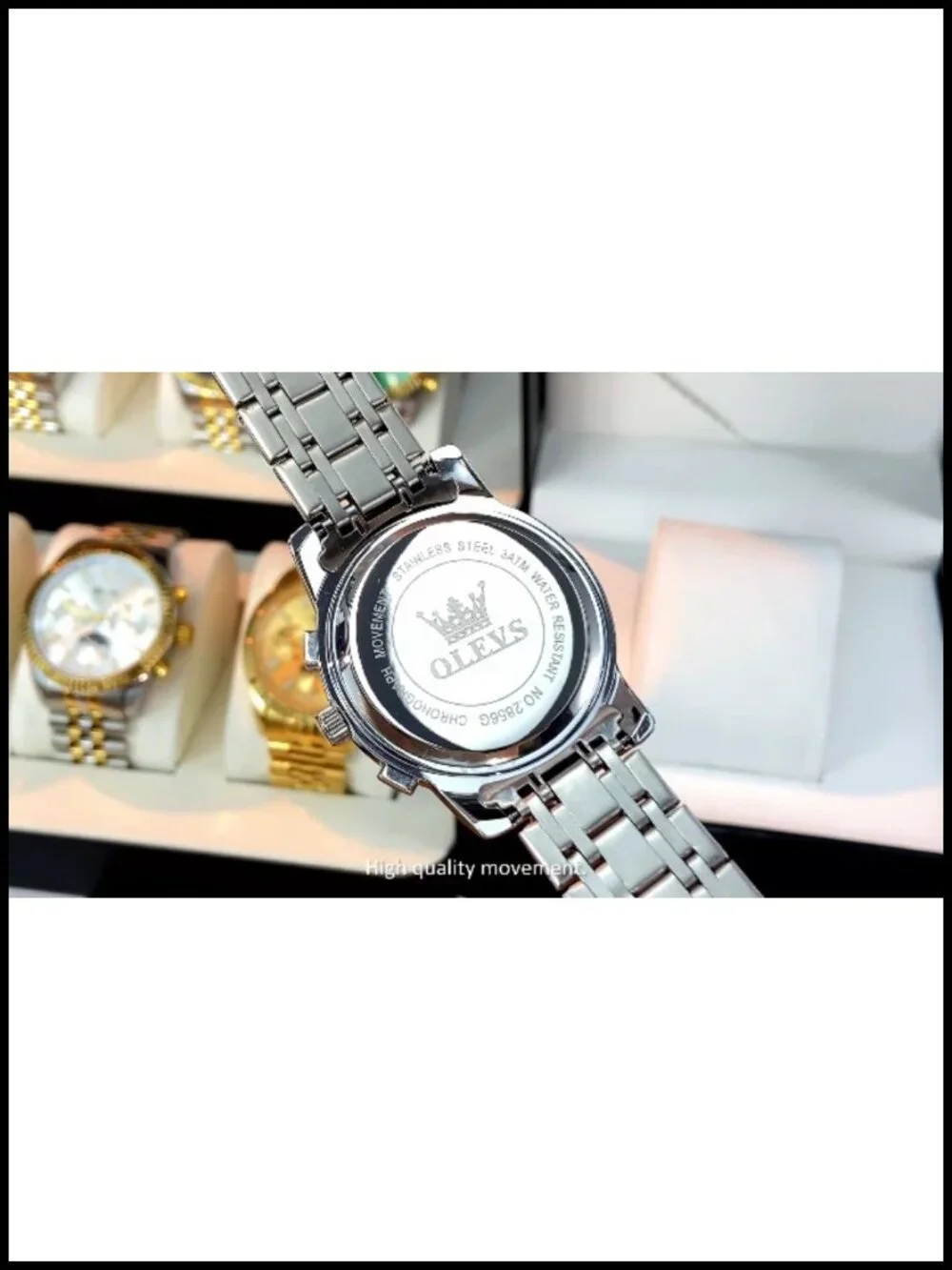 Mens Luxury Waterproof Stainless Steel Multifunction Big Face Watch
